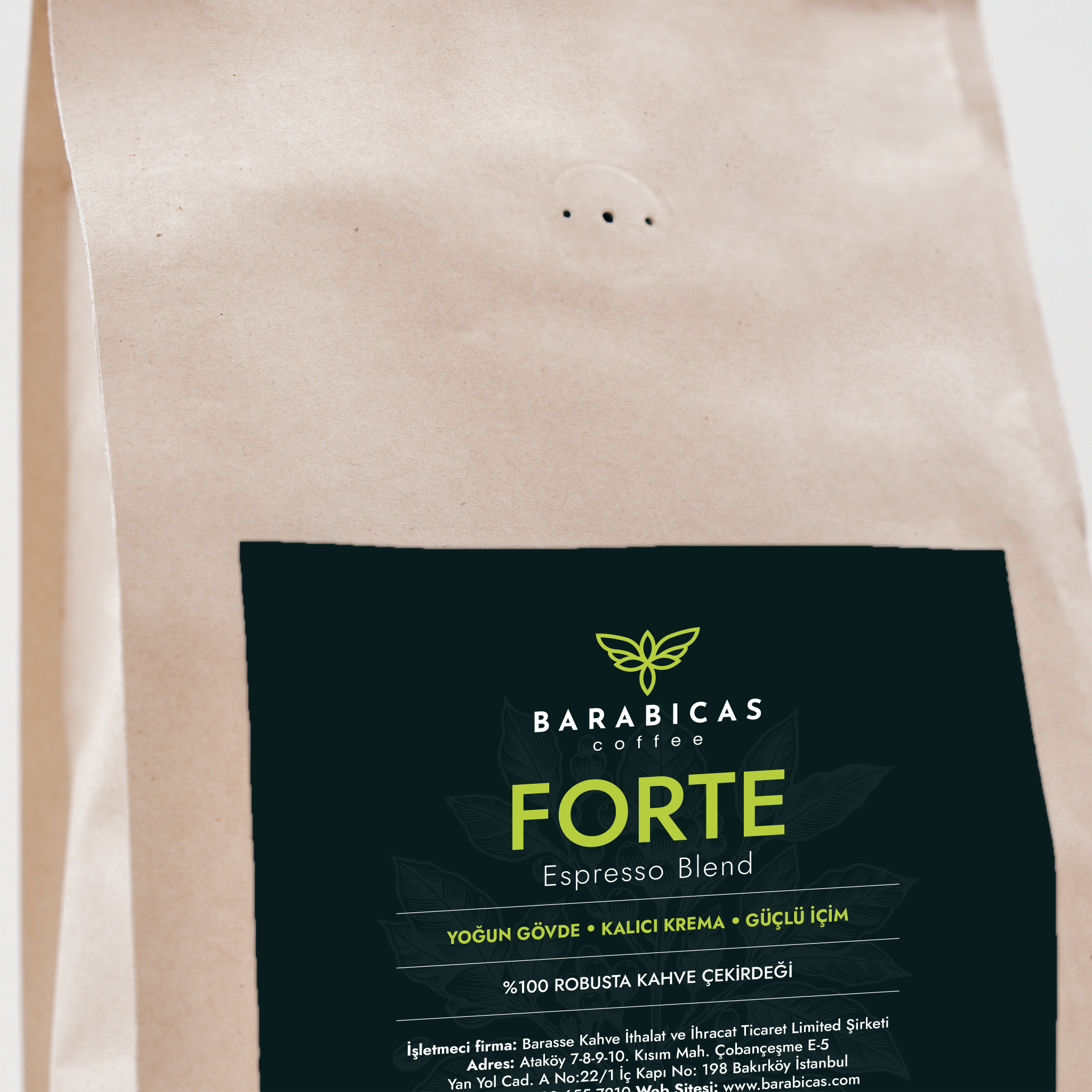 FORTE - 100% Robusta - Espresso Blend - Çekirdek Kahve- 1 Kg