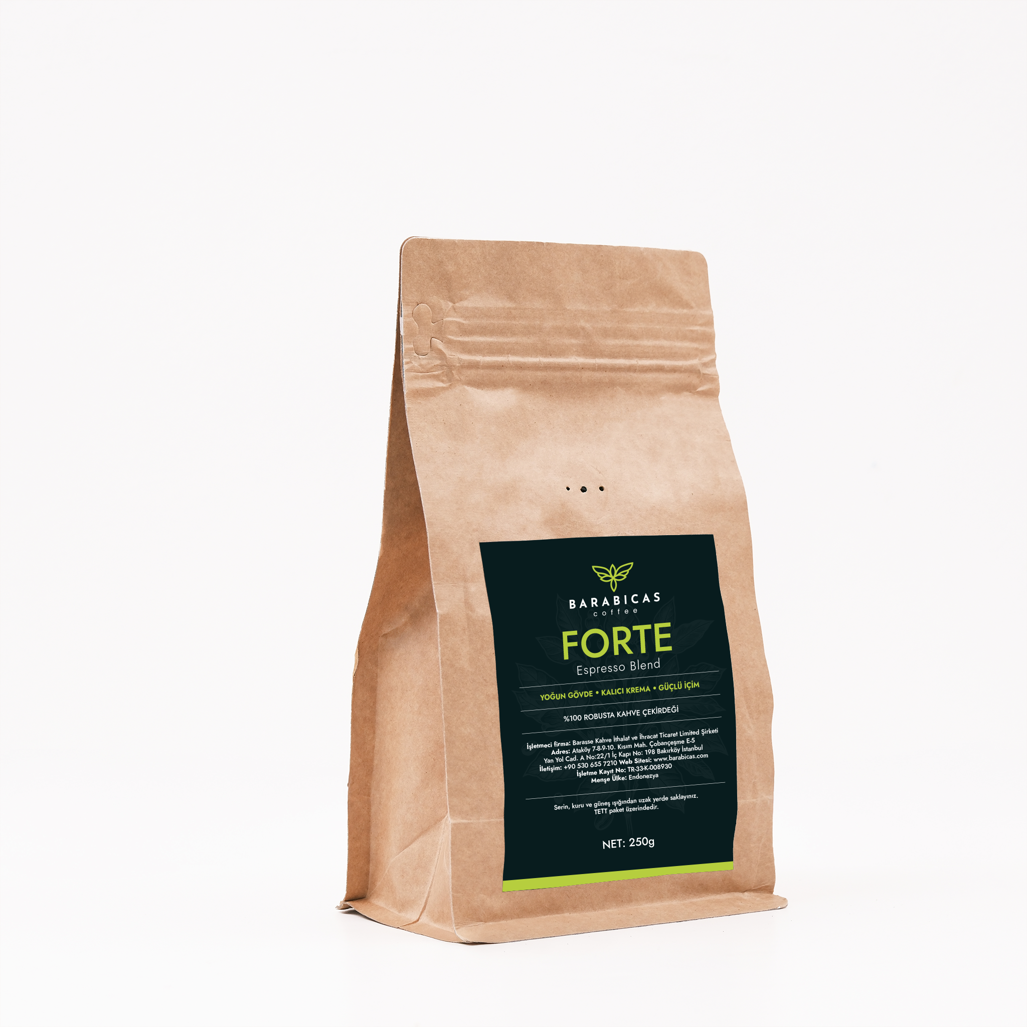 FORTE - 100% Robusta - Espresso Blend - Çekirdek Kahve- 250gr