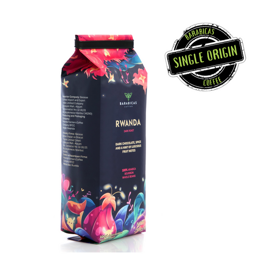 Rwanda 100% Arabica Bourbon Dark Roast Çekirdek Kahve 250g Paket Görünümü