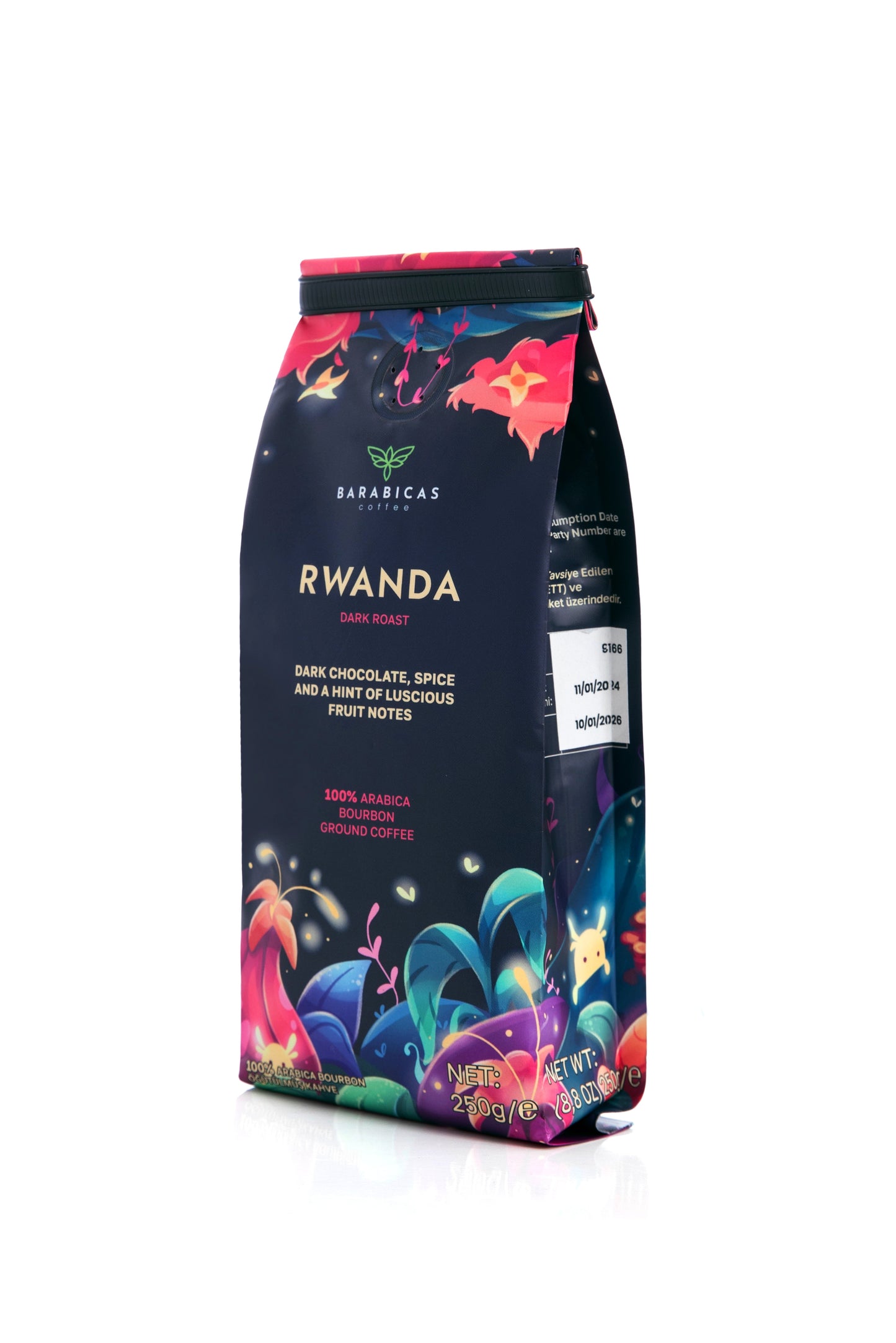 Rwanda 100% Arabica Bourbon Dark Roast Öğütülmüş Kahve 250 gr Görsel 3