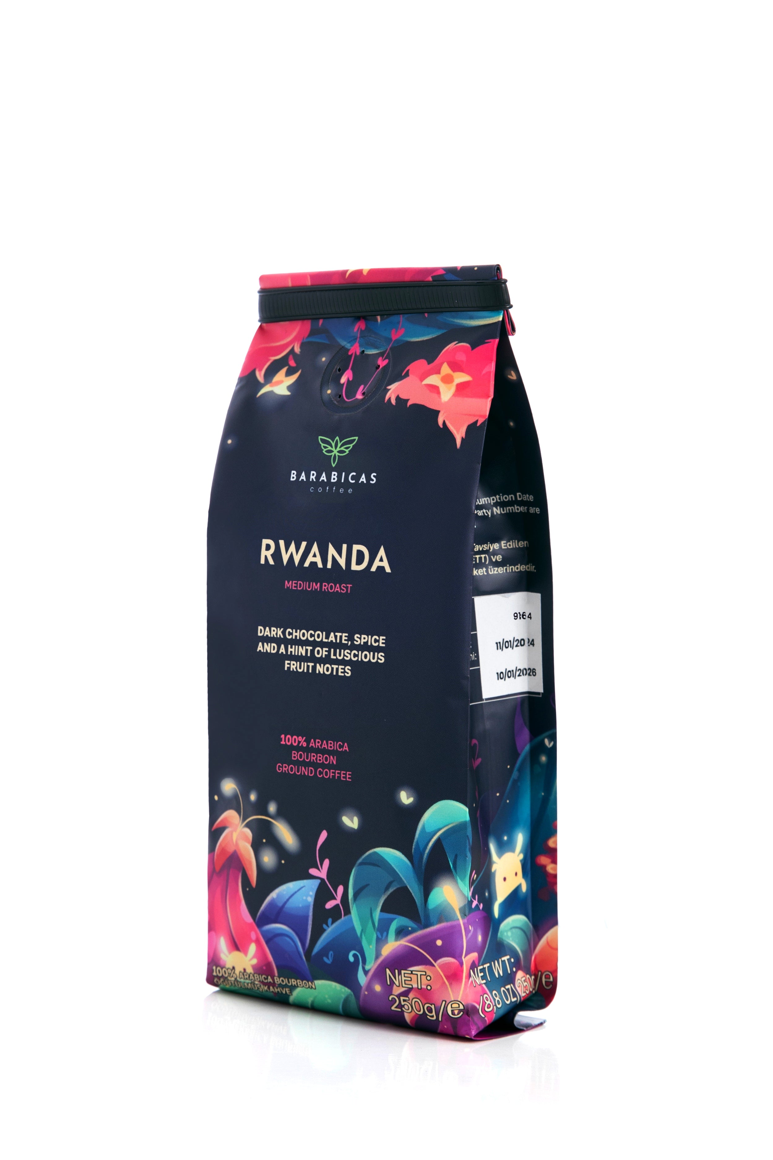 Rwanda 100% Arabica Bourbon Medium Roast Öğütülmüş Kahve 250g