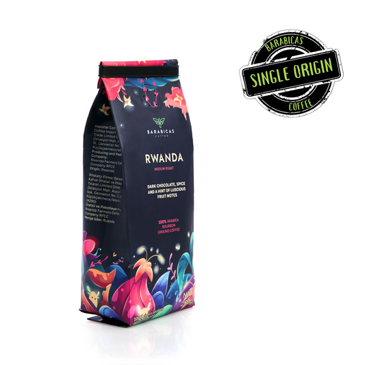 Rwanda 100% Arabica Bourbon Medium Roast Öğütülmüş Kahve 250g Ön Yüz