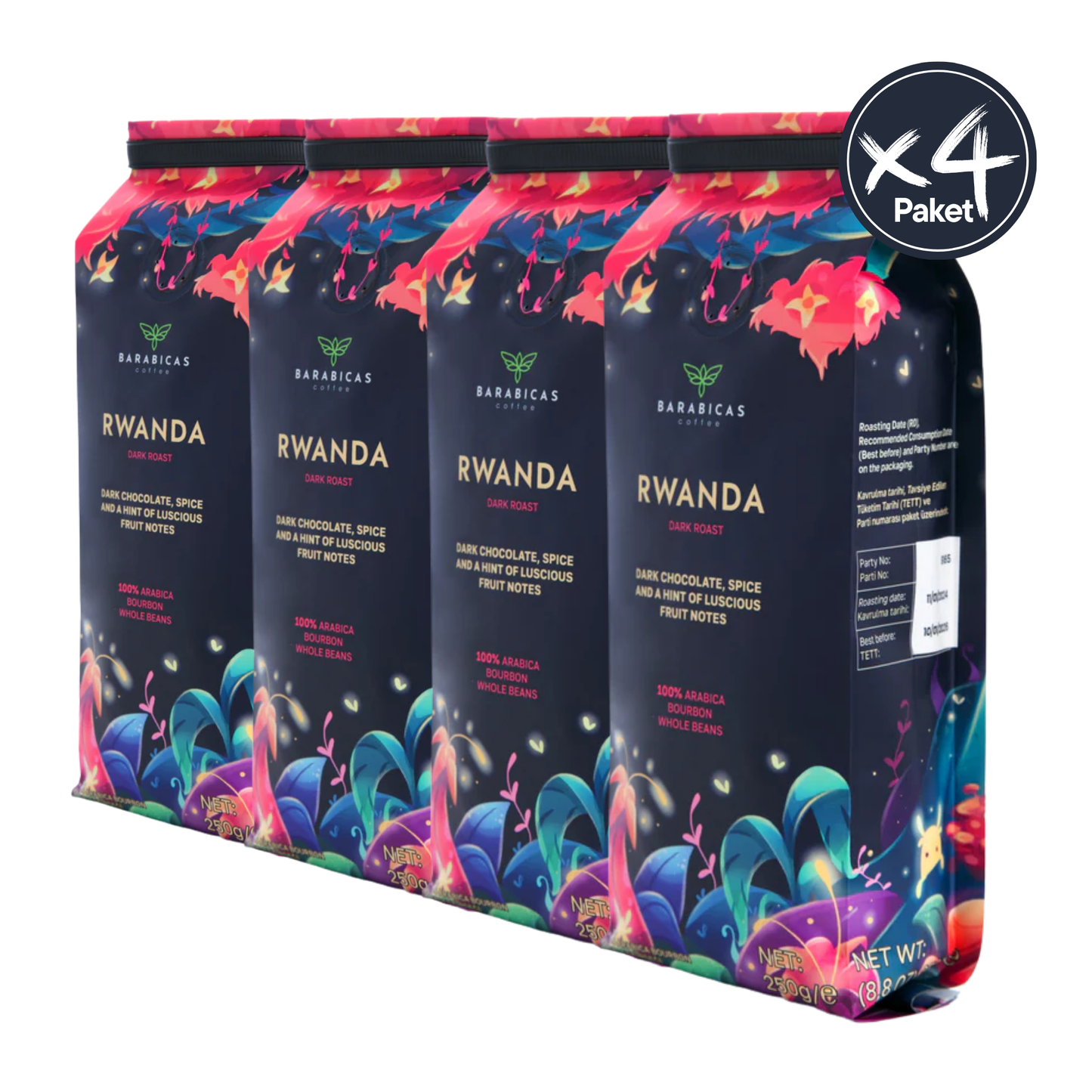 Rwanda 100% Arabica Bourbon 1kg Çekirdek Kahve - Dark Roast